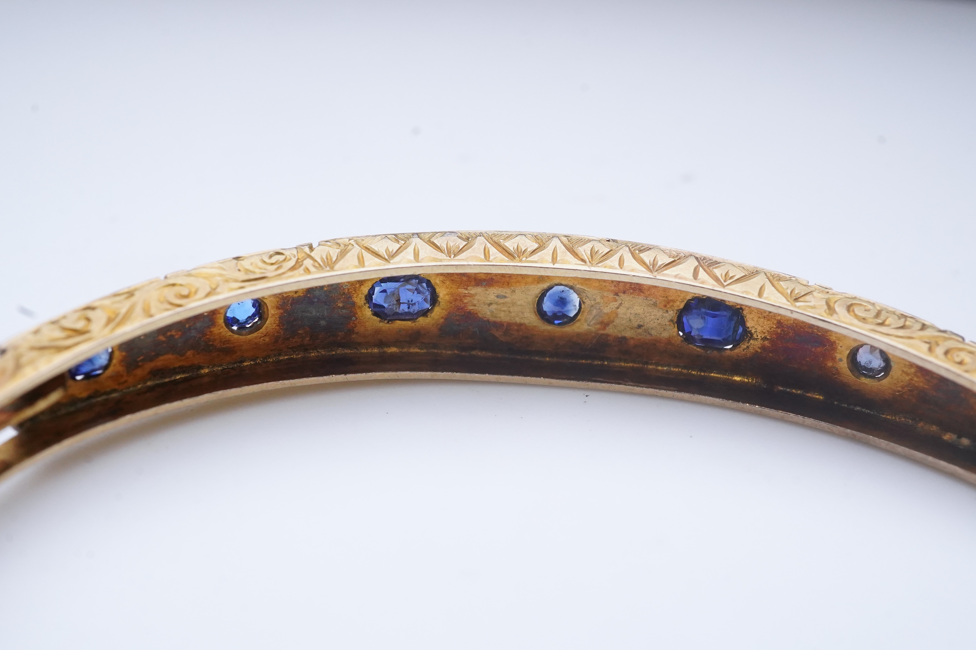 A Victorian sapphire bangle, late 19th century